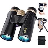 8x42 HD Binoculars for Adults High Powered with Phone Adapter and Tripod, Super Bright BAK4 Prism Waterproof Compact Binoculars for Bird Watching Hunting Stargazing Hiking Cruise Travel