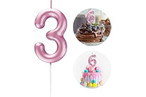 KANOO Pink Number 3 Candle Happy Birthday 3D Number Candles for Birthday Cake Party Decoration Wedding Anniversary Celebration Supplies