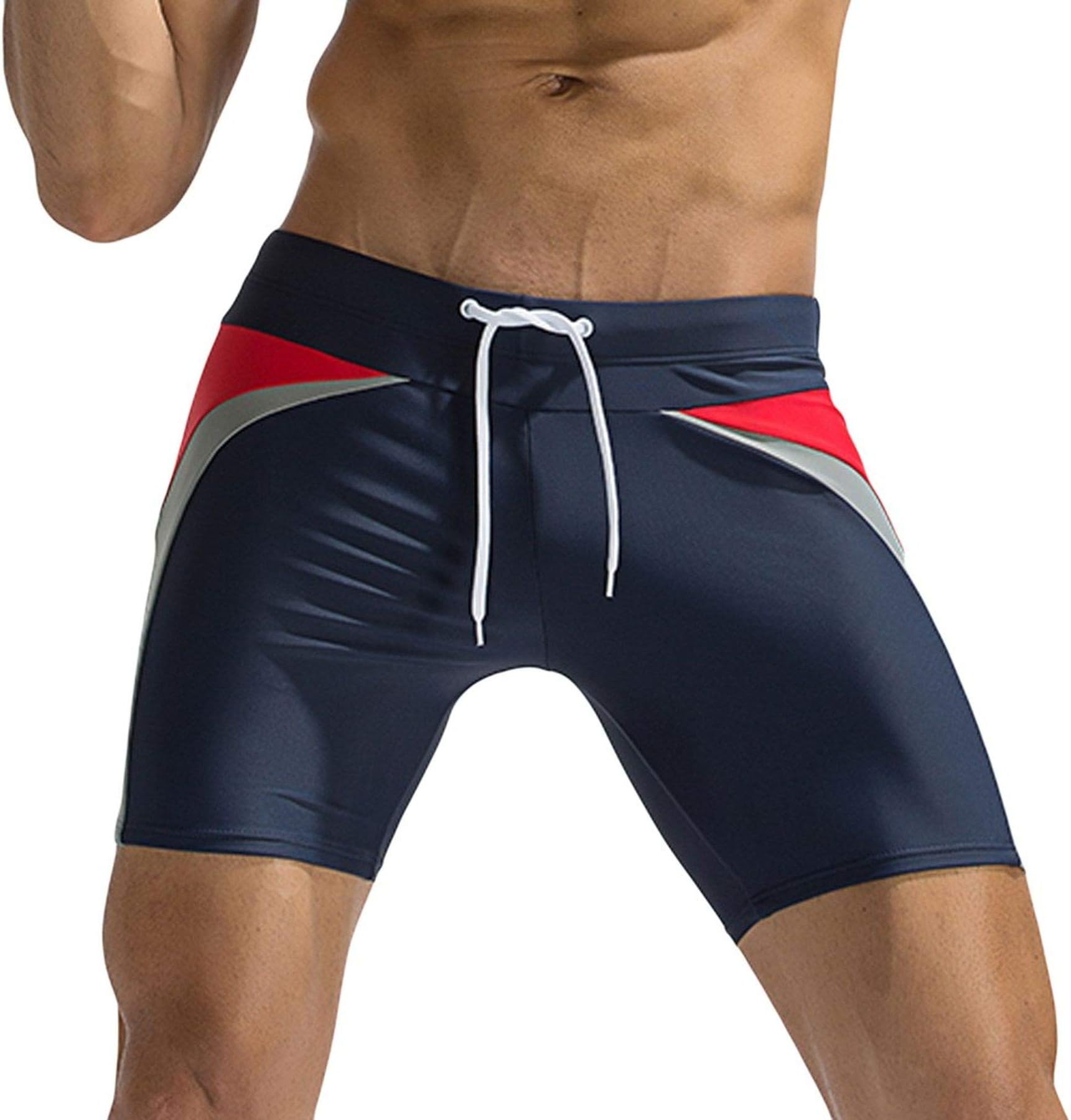 Meiliwanju Mens Athletic Jammer Quick Drying Shorts Sport Splice Swimsuit Training Swimming Suits Square Leg Shorts