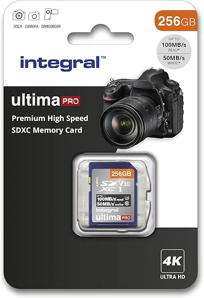 Integral 256GB SD Card U3 V30 4K Up to 100MB/s SDXC Ringed High Speed