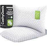 CushyOasis Shredded Memory Foam Pillow for Sleeping, Cooling Bed Pillows Set of 2, Adjustable Pillows for Side, Back, Stomach Sleepers with Washable Pillowcase (Standard Size, Grey)