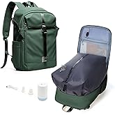 SEAFEW Large Travel Backpack with Vacuum Seal Compression, Vacuum Travel Flight Backpack with Electric Pump, Waterproof Work Backpack Compression Bags Casual Daypack with Shoe Compartment, Green