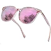 SIPHEW Womens Mirrored Polarized Sunglasses - Cat Eye Oversized Sun Glasses w UV Protection for Women