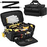 Tool Bag 17Inch | 18-Pocket Portable Tool Box Organizer Storage,Lightweight Tool Box,Tactical Bag,Carrying Toolbag,Multi-functional Bag for Electrician,Repairman,Carpenters,Mechanics,Handyman(Black)