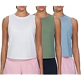 THE GYM PEOPLE Women's Workout Tank Tops 3 Pack Quick Dry Athletic Running Sleeveless Shirts