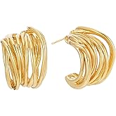 Sylph Gold Plated Huggie Earrings Chunky Textured Earrings for Women Gold Hoop Earrings for Women