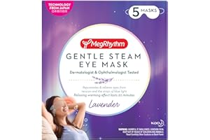 MegRhythm by Kao Gentle Steam Eye Mask, Lavender, Rejuvenates Eyes, Reduces the look of puffy eyes, Dermatologist and Ophthalmologist Tested, 5 Count