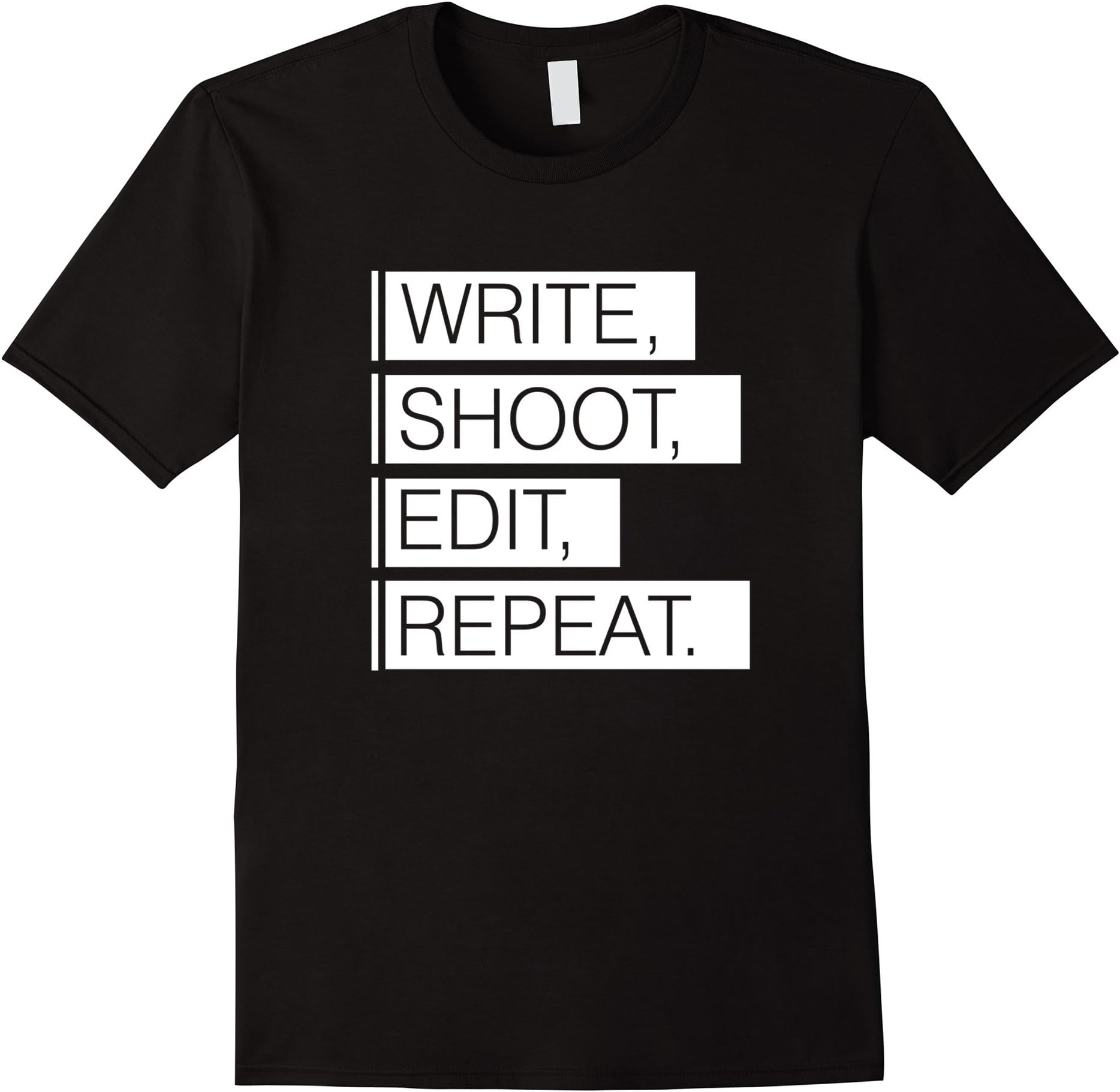 Men's Write, Shoot, Edit, Repeat T-Shirt Film Makers Shirt Medium Black