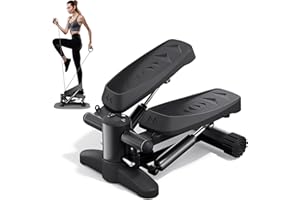 MORIKO Stair Stepper for Exercises, Portable Mini Steppers with Resistance Band, 330LB Weight Capacity, Non-Slip Mat, LCD Calories Display, Aerobic Fitness Stepper for Home Workout
