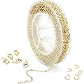 ALEXCRAFT 33 Feet Gold Chains for Jewelry Making Bulk Gold Plated Solid Brass Cable Chains for DIY Neckalce Chain Spool for Jewelry Making, 2mm