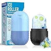 2pcs Ice Roller for Face and Eye, Silicone Ice Facial Roller Ice Holder, Face Ice Mold Skin Care, Face Icers Reusable Ice Cube Roller for Shrink Pores Anti Wrinkle Reduce Puffiness, Black Blue