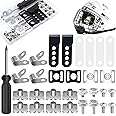 MingQiEven 31 Pcs Football Helmet Repair Kit, Hockey Helmet Replacement Parts, Metal J Clips Visor Clips Screw Nuts with 1 Pcs Screwdriver, Chin Strap Adapter for Hockey, Baseball, Softball Helm