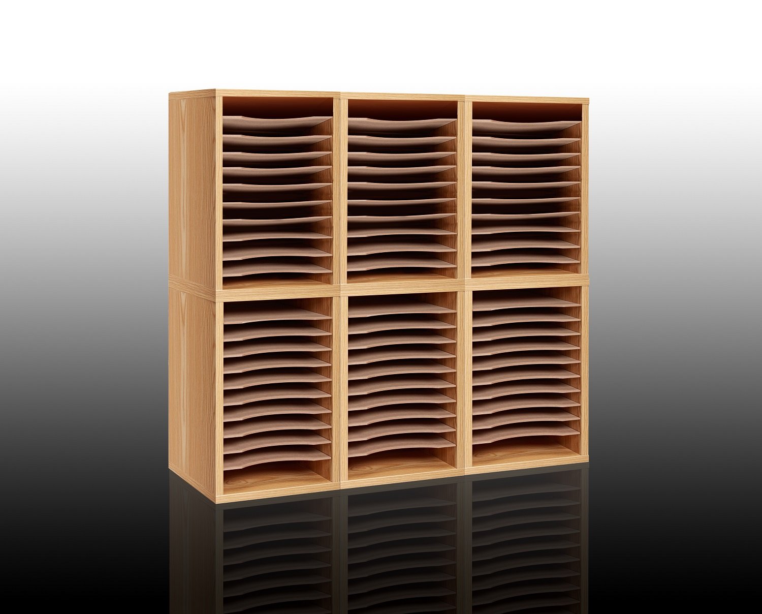 AdirOffice Black Wood 11 Compartment Vertical Paper Desktop Sorter