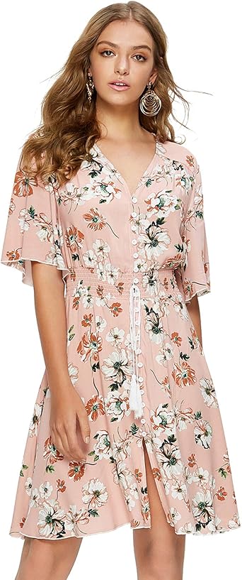 flowy floral midi dress