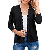 BeautyNee Women's 3/4 Sleeve Summer Cardigan Lightweight Open-Front Cropped Knit Shrug Sweater Casual Spring Shirts