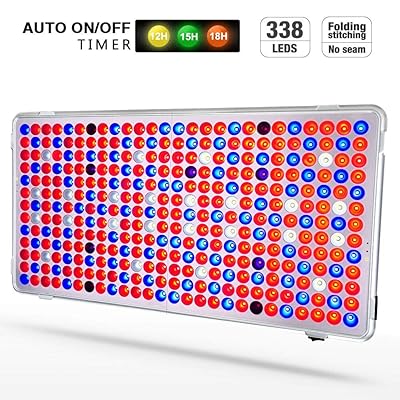 300W LED Grow Light, 338 LEDs Reflector Full Spectrum Plant Light Growing Lamp with Auto on off Timer Function for Indoor Outdoor Plants Veg and Flower