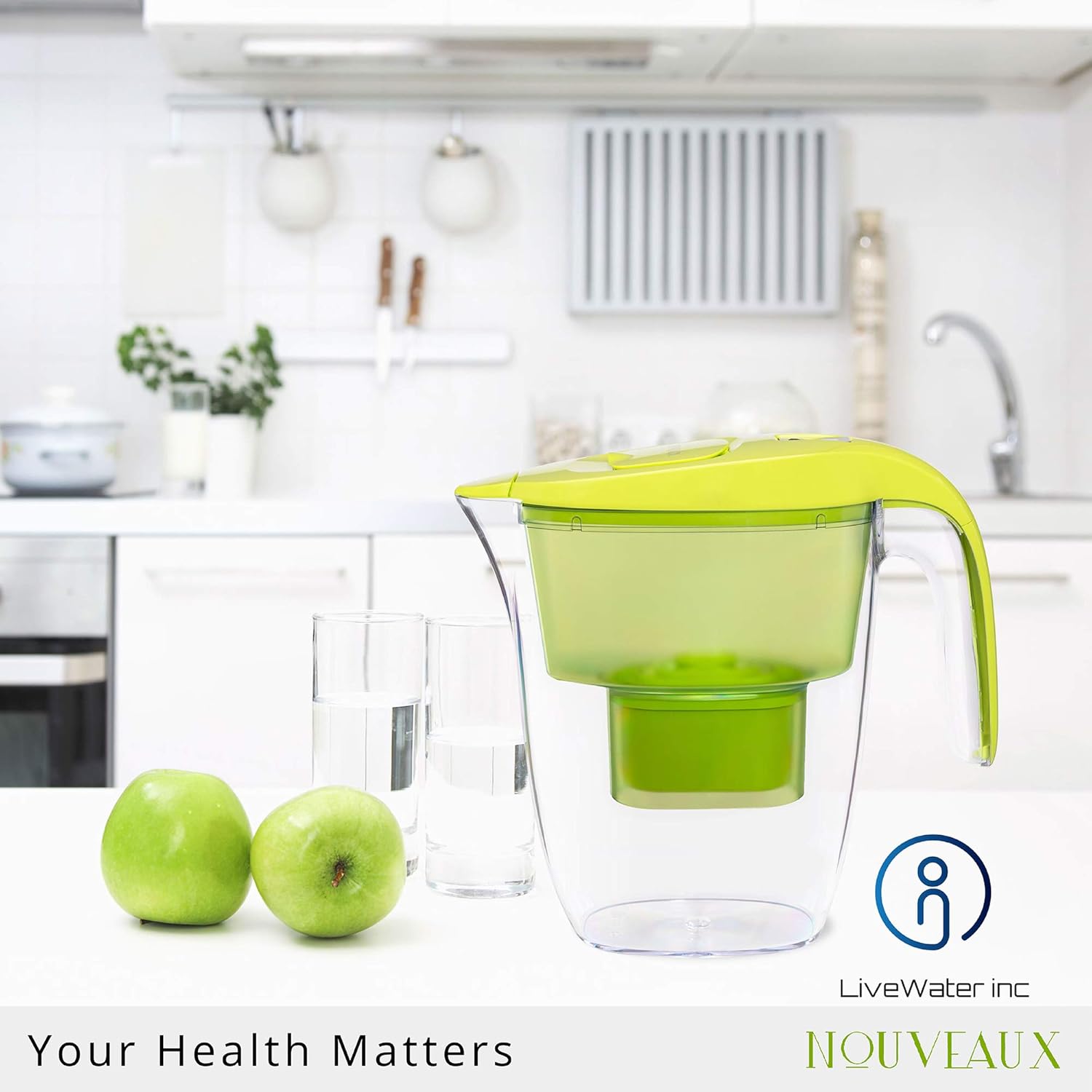 NOUVEAUX Water Filter Jug with 4×90 Days Filter Cartridges That Helps