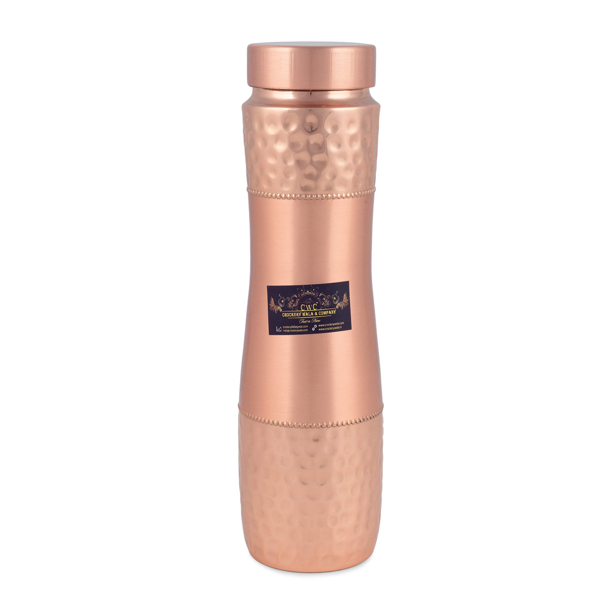 CROCKERY WALA AND COMPANY Pure Copper Designer Curve Bottle (Brown, 1100 Ml)