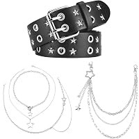 YOGEYOGE Studded Belt Y2K Belt with Chain Star Women Goth 