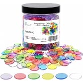 AiFanS 600 Pieces 3/4 Inch Bingbo Chips, 6 Vibrant Colors Counting Chips | Translucent Acrylic, Portable Jar, Educational Games, Sorting &amp; Counting Activities