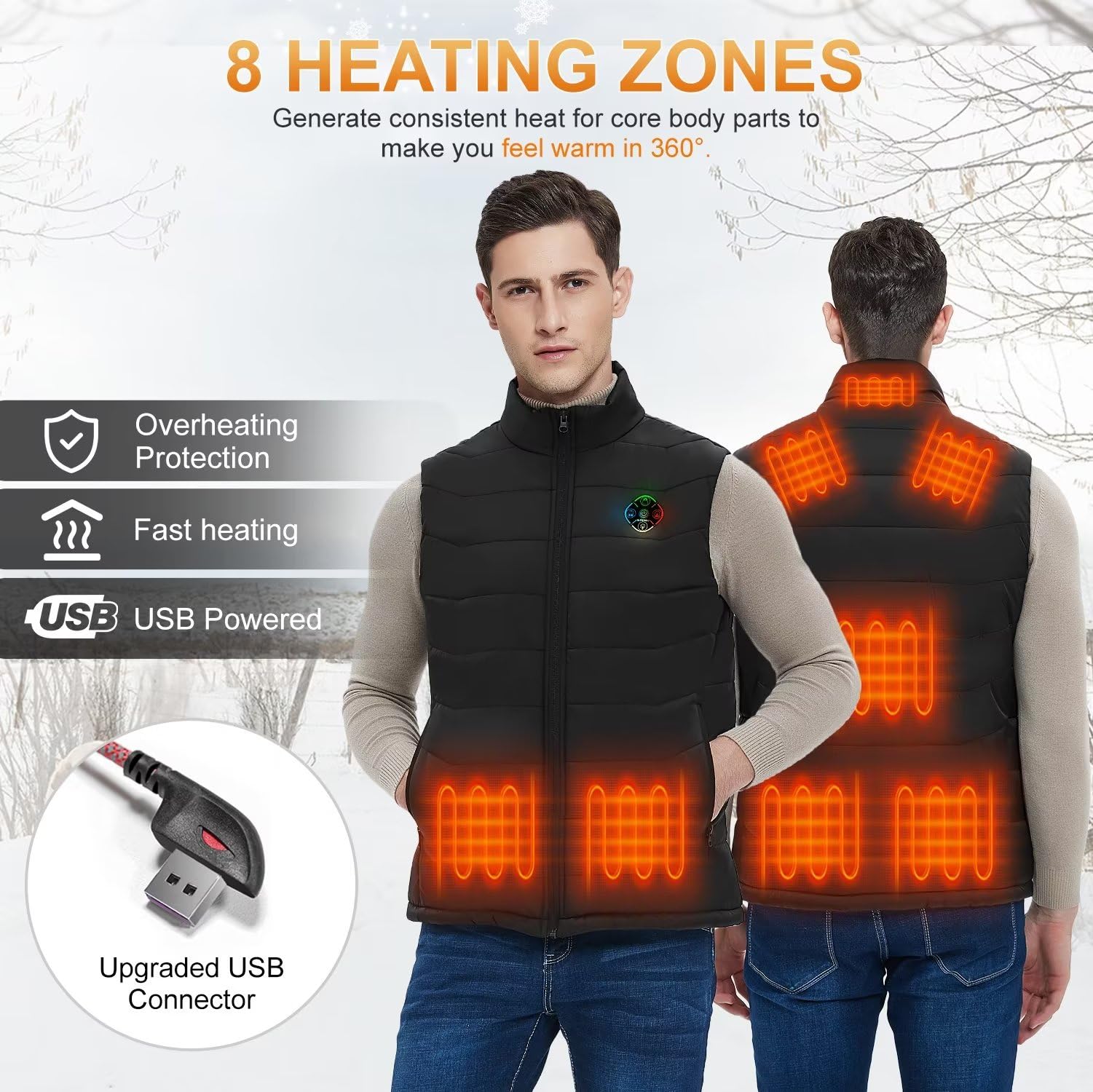 Mua KOVNLO Heated Vest for Men, Smart Controller with Lights-out Design ...