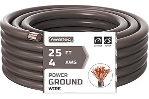 AWELTEC 4 Gauge Wire, 25 Feet Black Power Ground Wire Cable, Primary Automotive Wire, Copper Clad Aluminum Wire for Battery Cable, Car Audio, Amp Wiring, Generator, Automotive, RV