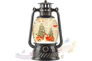 ARMXY Christmas Snow Globes, Red Truck and Cardinal Birds Scene Snow Globes, Glittering Lantern with Timer, Snow Globe Lantern USB or Battery Powered for Desktop Ornament, Christmas Decoration
