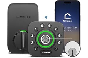ULTRALOQ U-Bolt Pro WiFi Smart Lock with Door Sensor, 8-in-1 Keyless Entry Door Lock with Fingerprint ID, App Remote Control, Built-in WiFi Keypad Deadbolt, Auto Unlock, IP65 Waterproof, Easy Install