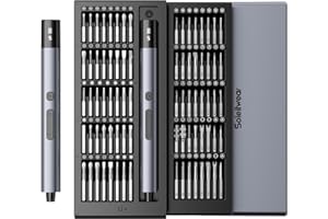 SOLEILWEAR Electric Screwdriver Set, 80-in-1 Mini Electric Precision Screwdriver Cordless with 5 Torque Levels, Max 0.75N.m, 500mAh Battery, Small Power Screwdriver Kit for Laptop, Phone & Electronics Repair