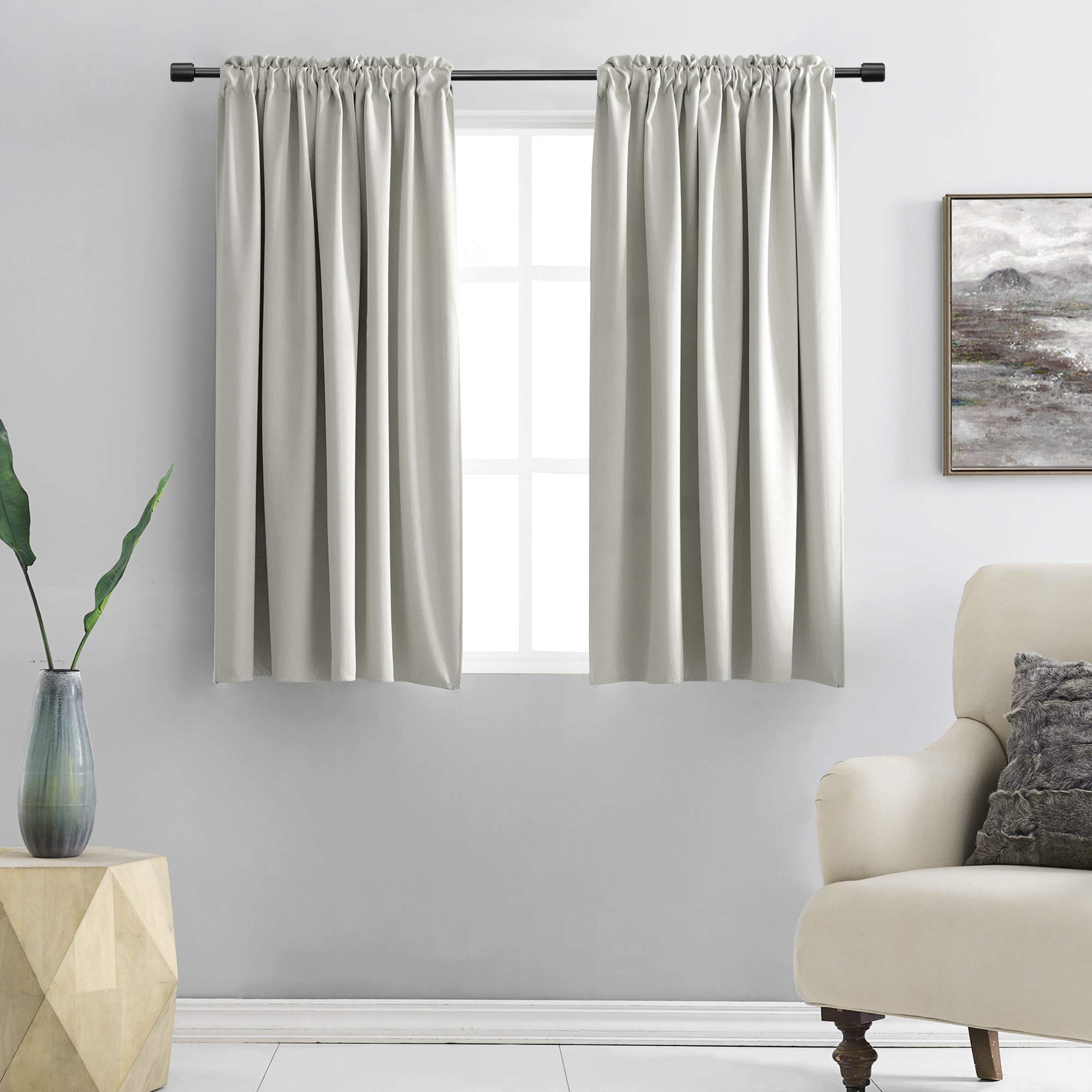 Photo 1 of DONREN 54 Inch Bedroom Curtains Panels - Light Gray Blackout Curtains All Season Thermal Insulated Rod Pocket Panels for Living Room,2 Panels
