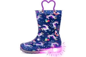 Outee Toddler Kids Adorable Lightwight Waterproof Rain Boots Light Up by Steps
