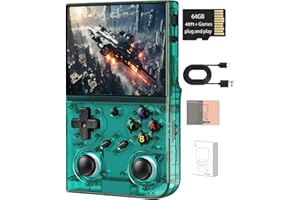 VOACLE RG35XX Pro Retro Handheld Game Console , RG 35XXPro Support HDMI TV Output 5G WiFi Bluetooth 4.2 , 3.5 Inch IPS Screen Linux System Built-in 64G TF Card 4353 Games(Transparent Teal-New)