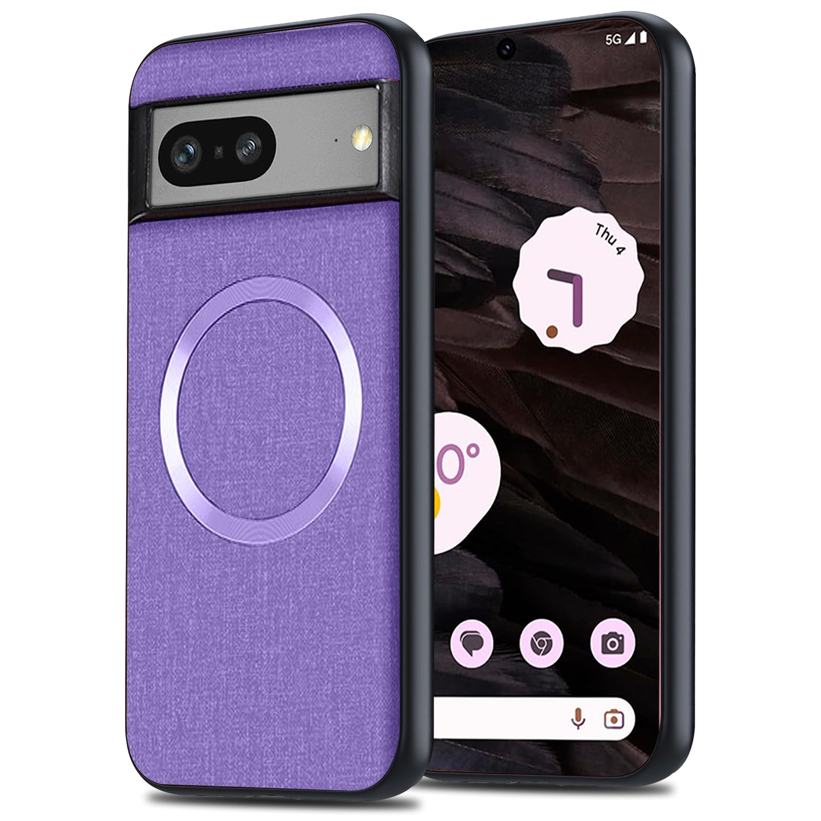 Yhsvie Magnetic Mobile Phone Case for Google Pixel 7 Cover Compatible with MagSafe,Thin Anti-Fingerprint Protective Case,Shockproof Cover for Pixel 7 5G with TPU Bumper for Car Holder-Purple