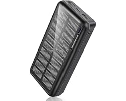 Portable Charger 30,000mAh-Minrise Power Bank Solar Charger Solar Power Bank with 2 USB Outputs, External Battery Pack for Ou
