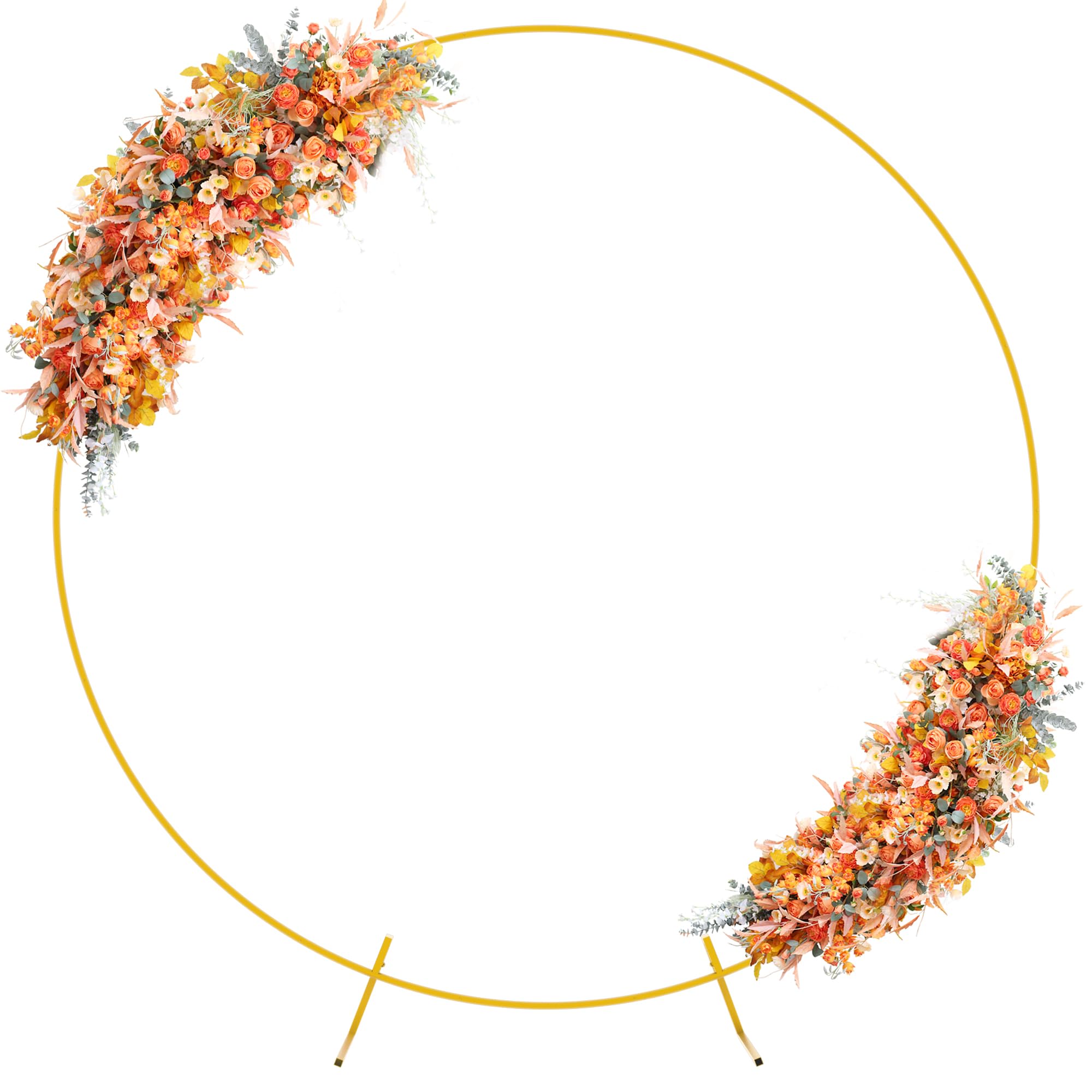 Fomcet 7.2FT Gold Round Backdrop Stand Metal Circle Wedding Balloon Arch Kit Frame for Wedding Ceremony Anniversary Birthday Party Graduation Photo Background Decoration Rust Resistant Stable Stands