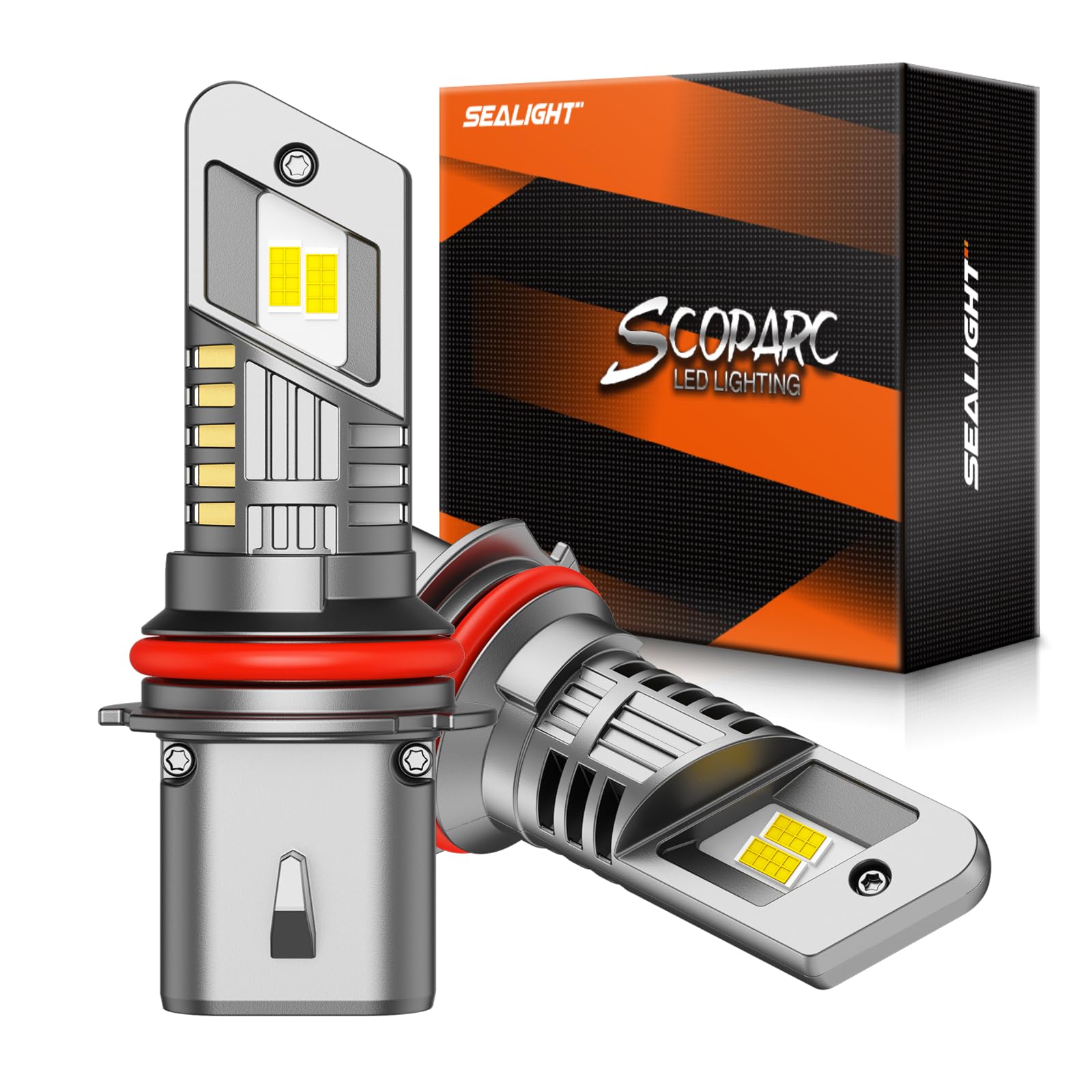 SEALIGHT 9007 HB5 Bulbs, 30000LM 9007 Fog Bulbs 6500K Cool White, 1:1 Mini Size, Powersports Accessory Lights or ATV Light with Cooling Fan, 3 Mins Plug-N-Play, Pack of 2 Image