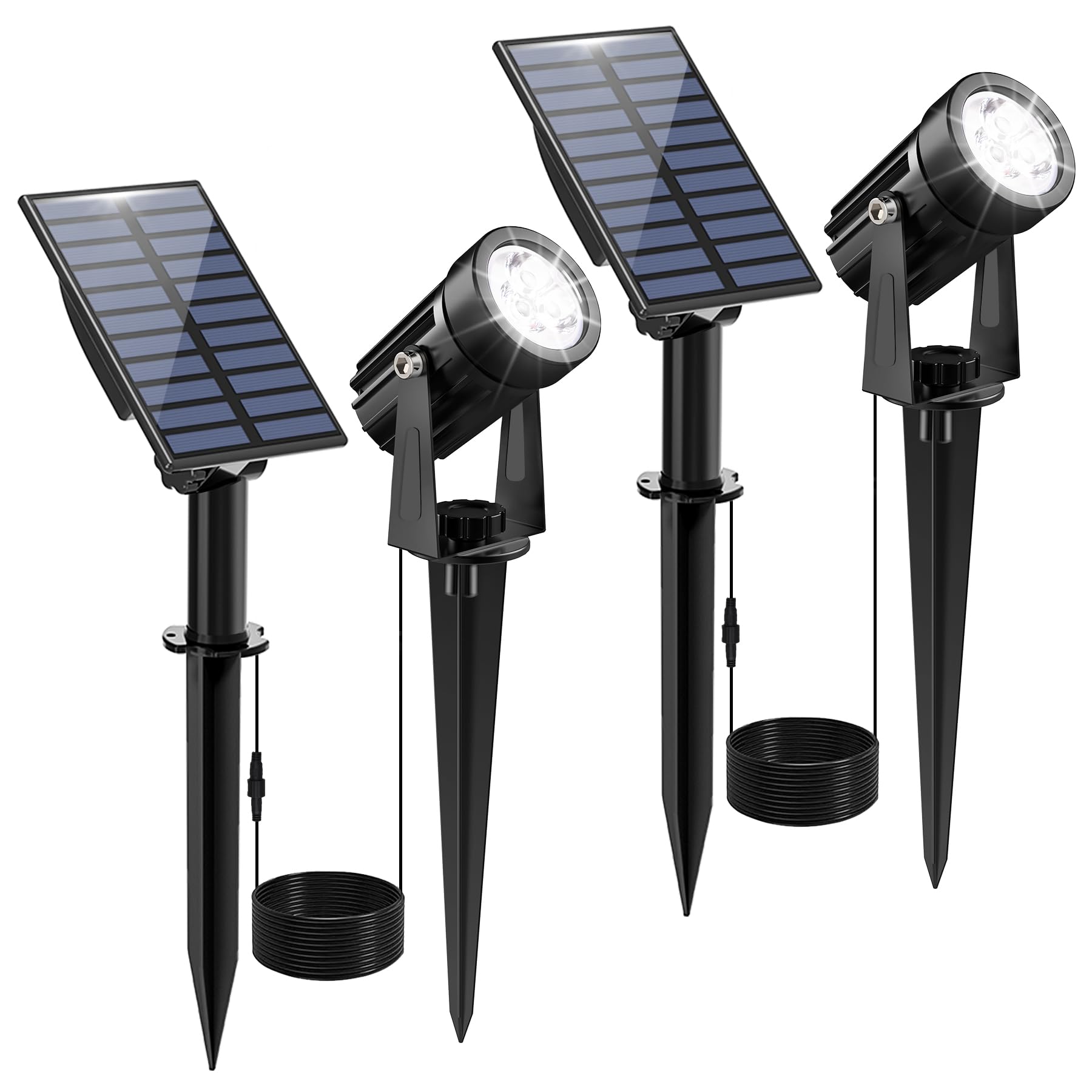 Photo 1 of CREPOW Solar Spot Lights Outdoor, Solar Landscape Spotlights IP65 Waterproof 9.8ft Cable, Auto On/Off Outdoor Wall Lights for Garden Yard Driveway Porch Walkway Pool (6000K White 2 Pack)