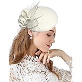 ORIDOOR British Style Pillbox Hat Women Church Wedding Winter Vintage Fascinator Beret 100% Wool Felt Hat with Veil
