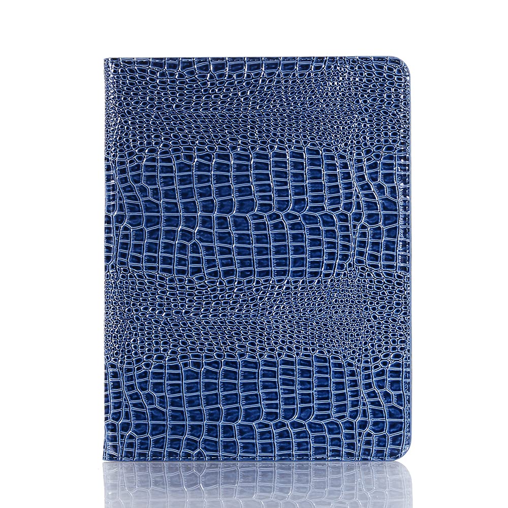 iPad Pro-6/5/4/3 (11'') Case for Women, iPad Air-7/6 (11'') Air-5/4 (10.9'') Case, DMaos Crocodile Synthetic Leather Folio Smart Cover with Card Pencil Holder, Auto Sleep Wake - Blue