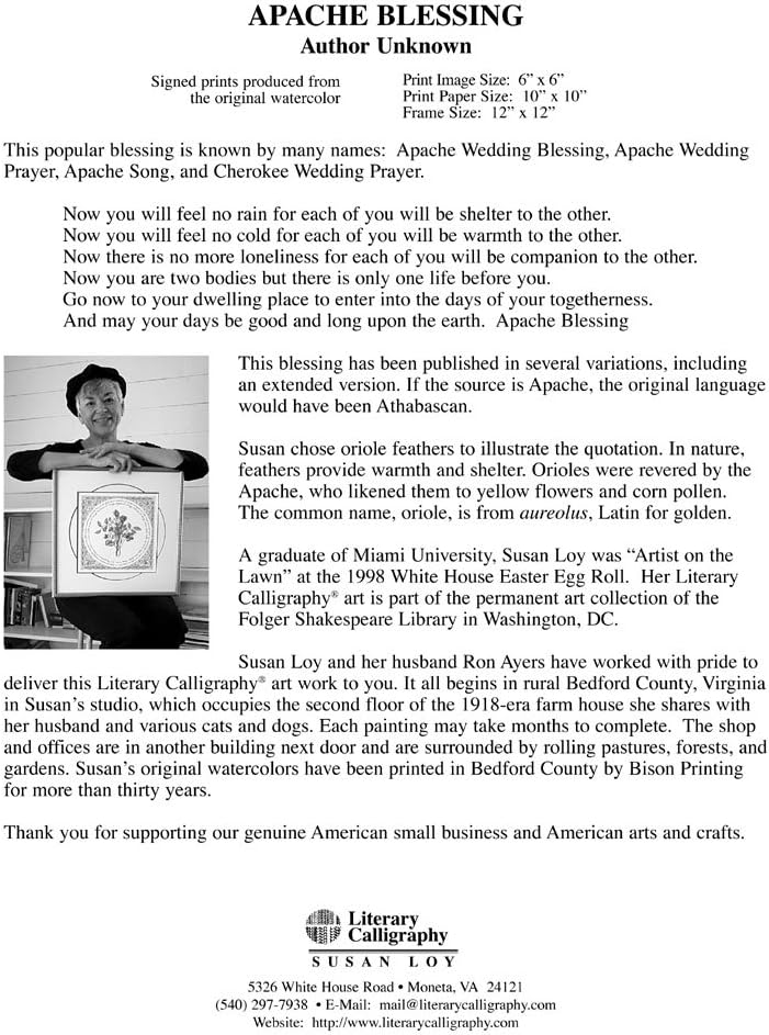 Amazon Com Literary Calligraphy Apache Blessing Art Print By