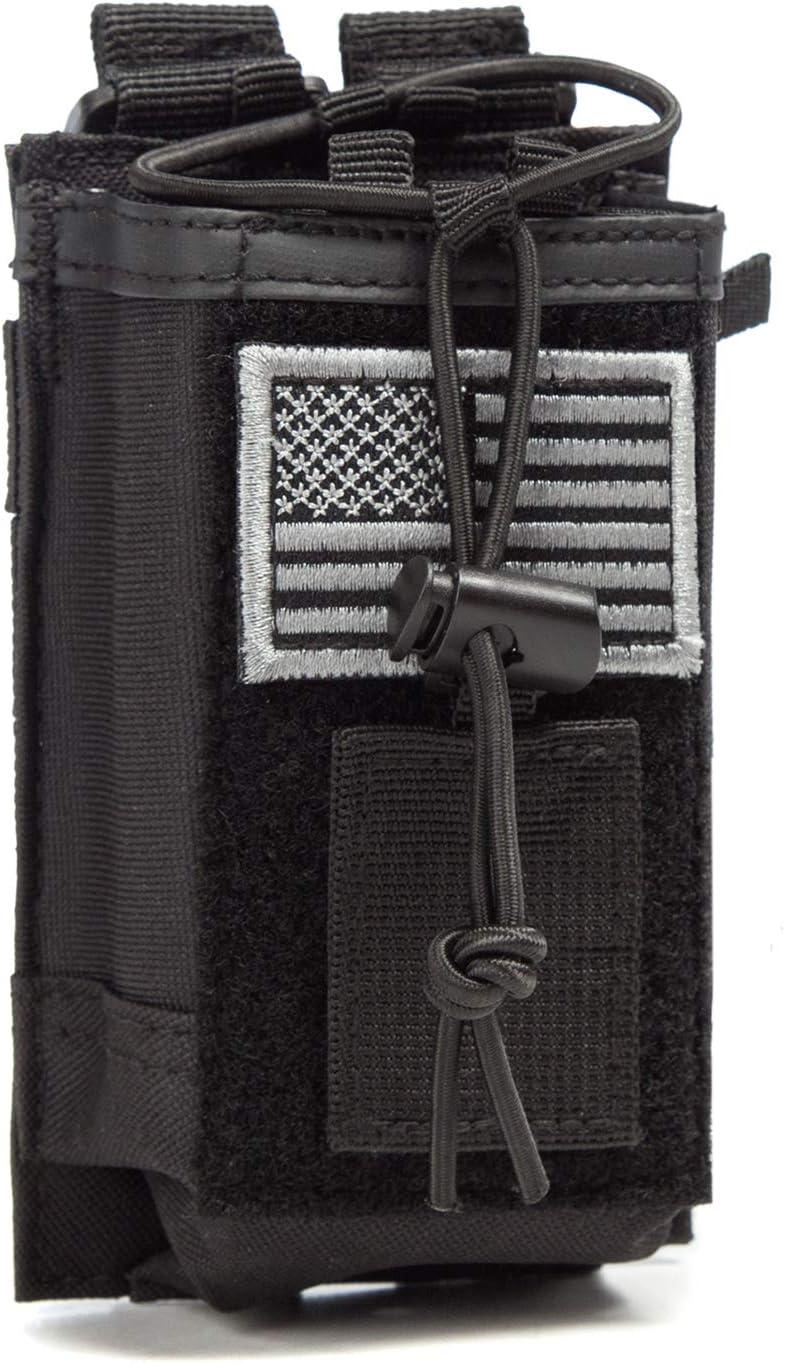 Tactical Radio Holder Radio Case Molle Radio Holster Military Heavy Duty Radios Pouch Bag for Two Ways Walkie Talkies Adjustable Storage with 1 Pack Patch