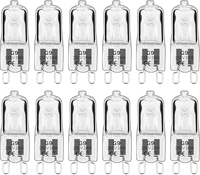 Haraqi 12 Pack G9 Halogen Bulbs 28W 230V 2800K Warm White 310Lm