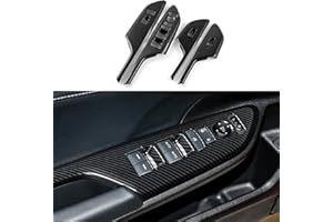 BRMYL Car Window Lift Control Switch Panel Cover Decals for 2016-2021 Honda Civic 10th Gen Accessories ABS Carbon Fiber Stickers, Not for Coupe Model