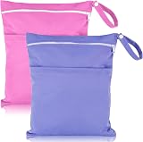 Heyu-Lotus 2 Packs Wet Bag Purple Rose Red Waterproof Double Zipper Pockets