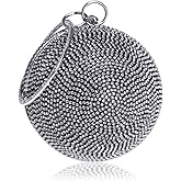 Tngan Ball Shape Clutch Purse Party Handbag Rhinestone Ring Handle Evening Bag