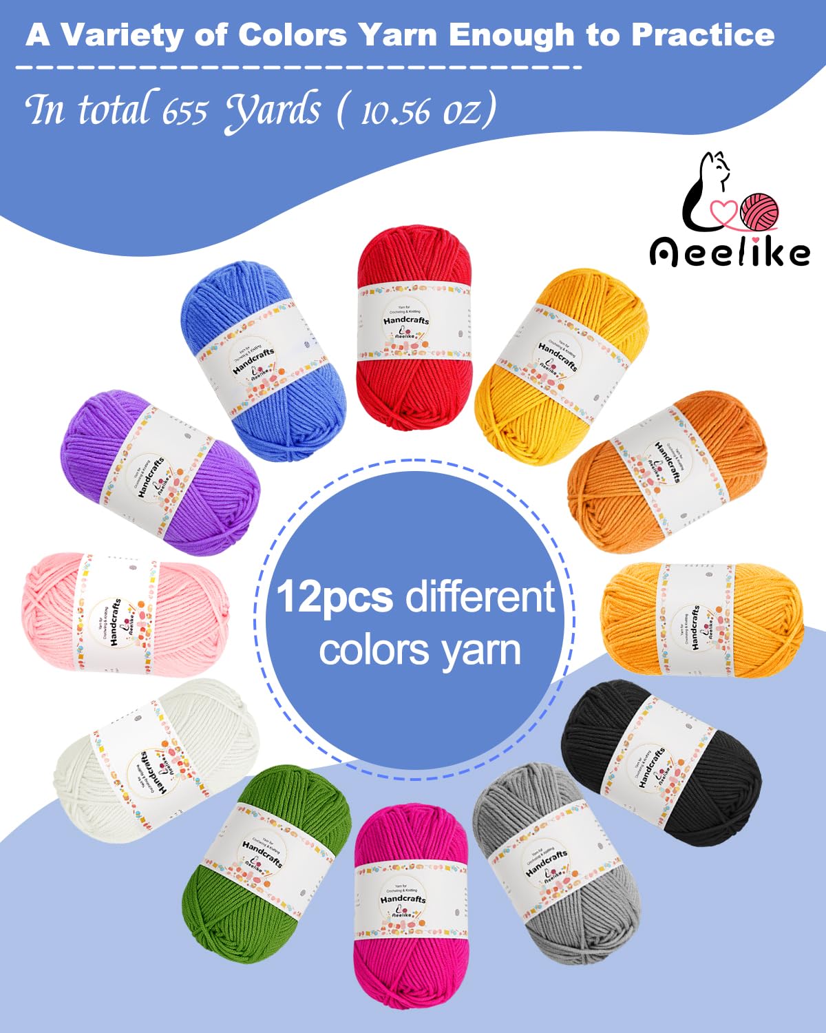Aeelike Crochet Kit for Beginners Young and Old, First Crochet Kit for Adults Include 23pcs Crochet Hooks, 655 Yards Yarn Set for Crocheting, Instruction, Bag, Crochet Accessories and Supplies, Navy