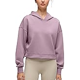 CRZ YOGA SoftAura Cropped Hoodies for Women - Long Sleeve Pullover Basic Workout Casual Hooded Sweatshirts