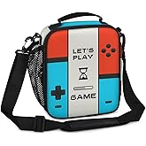 Boys Lunch Boxes for School Video Game Controller Kid Lunch Bag Insulated Portable Lunchbox with Adjustable Shoulder Strap and Water Bottle Holder for Work Travel Beach Picnic