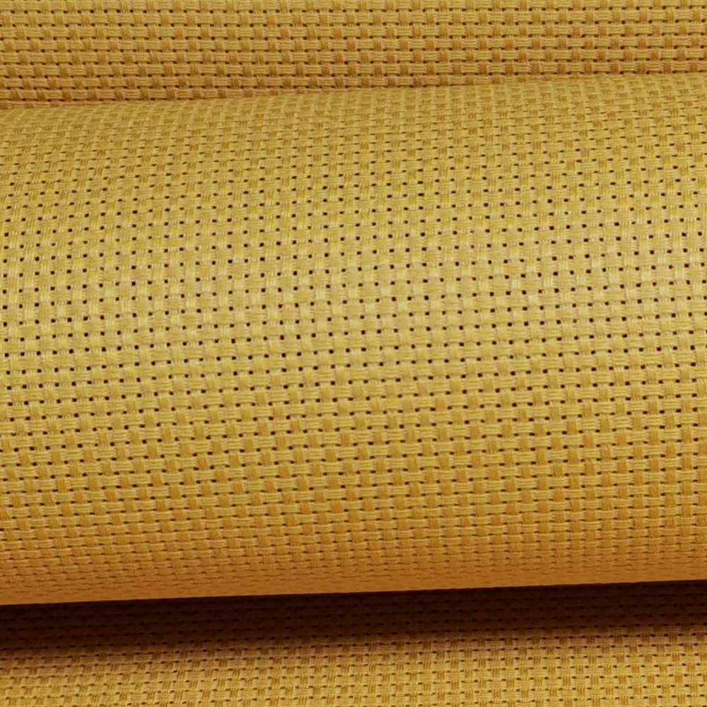 KCS 19" x 28"(48cmx72cm) 11CT Counted Cotton Aida Cloth Cross Stitch Fabric(Ginger Yellow)