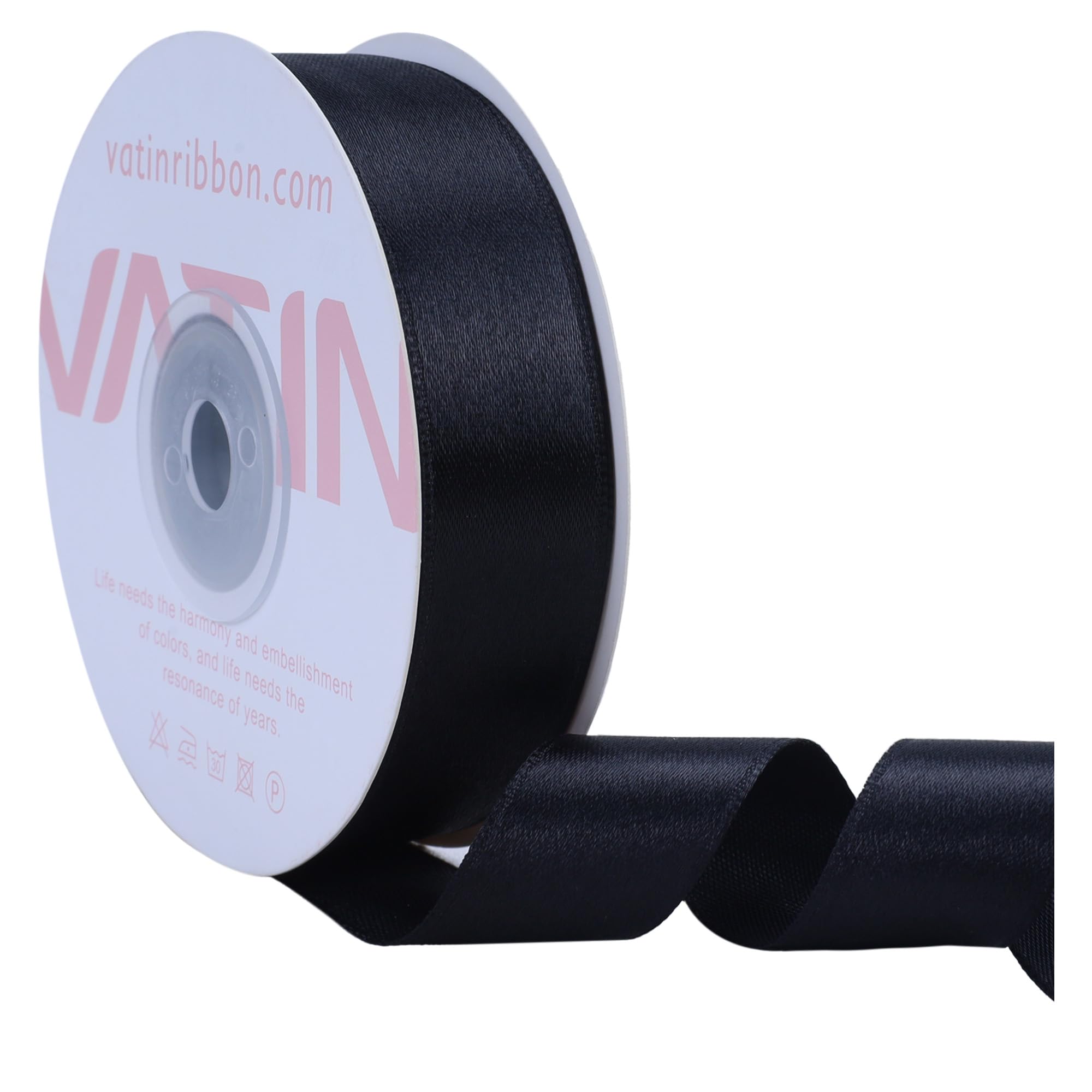 VATIN Black Satin Ribbon Polyester 20mm X 23m(25 Yards) Craft Fabric Ribbon Perfect for Gift Wrapping,Hair Bow,Party Balloon Trimming, Cake Decoration Sewing and Other Craft Projects